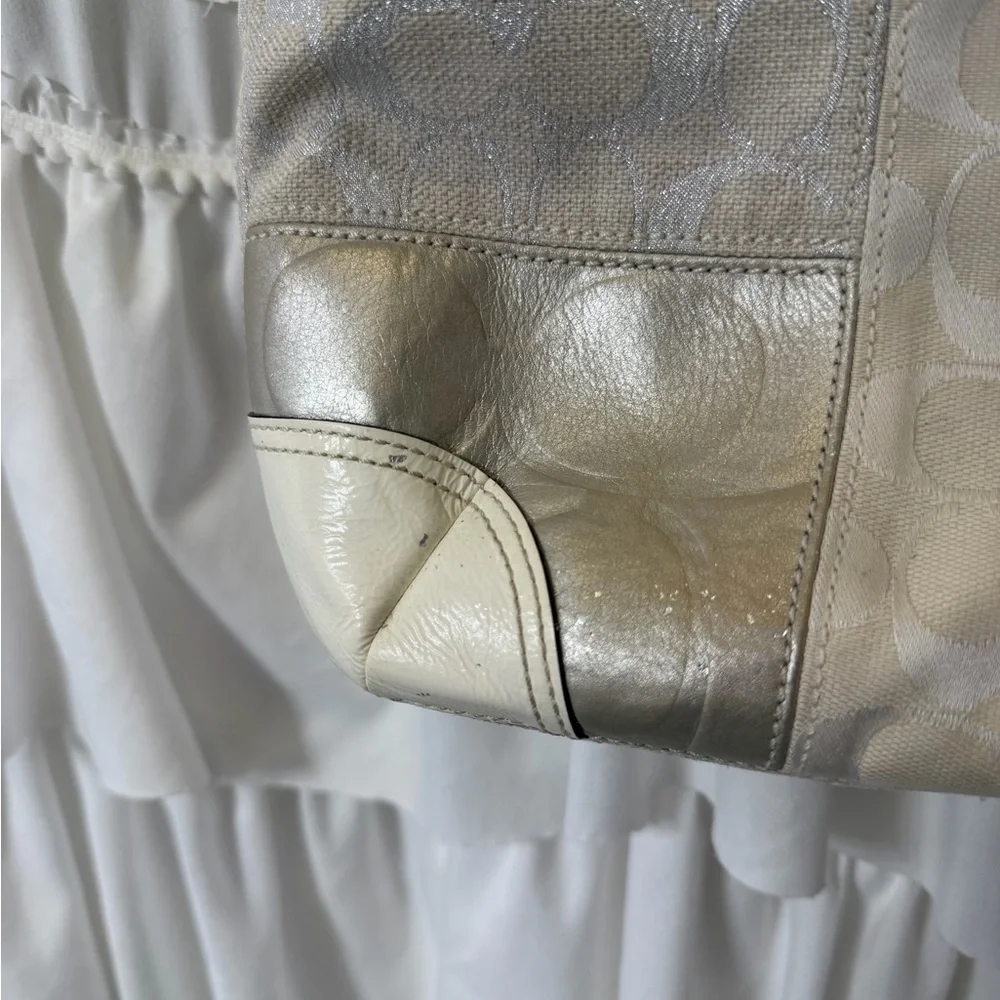Coach White and Silver Patchwork Shoulder Bag - Picture 7 of 10